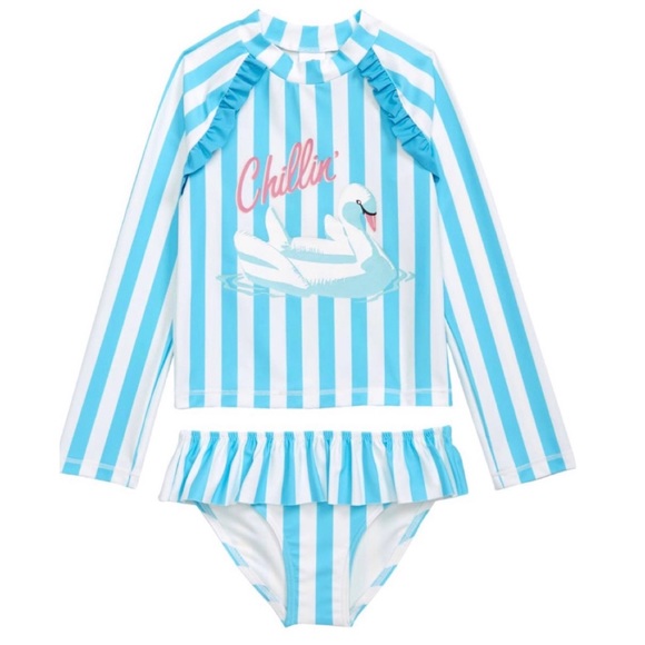 Tucker + Tate Other - 🦢 NWT Tucker + Tate Kids ruffle two-piece rash guard swimsuit set 🦢